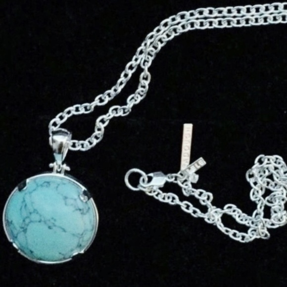 New Lele Sadoughi Silver + Turquoise Necklace - Picture 1 of 5